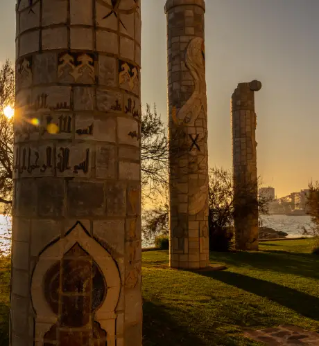 Sunset at the beautiful columns